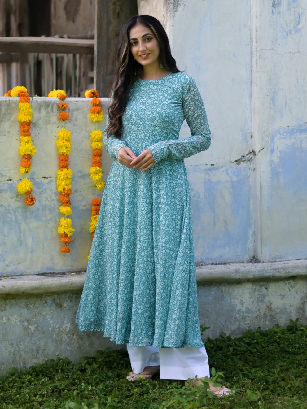 Green anarkali clearance kurta