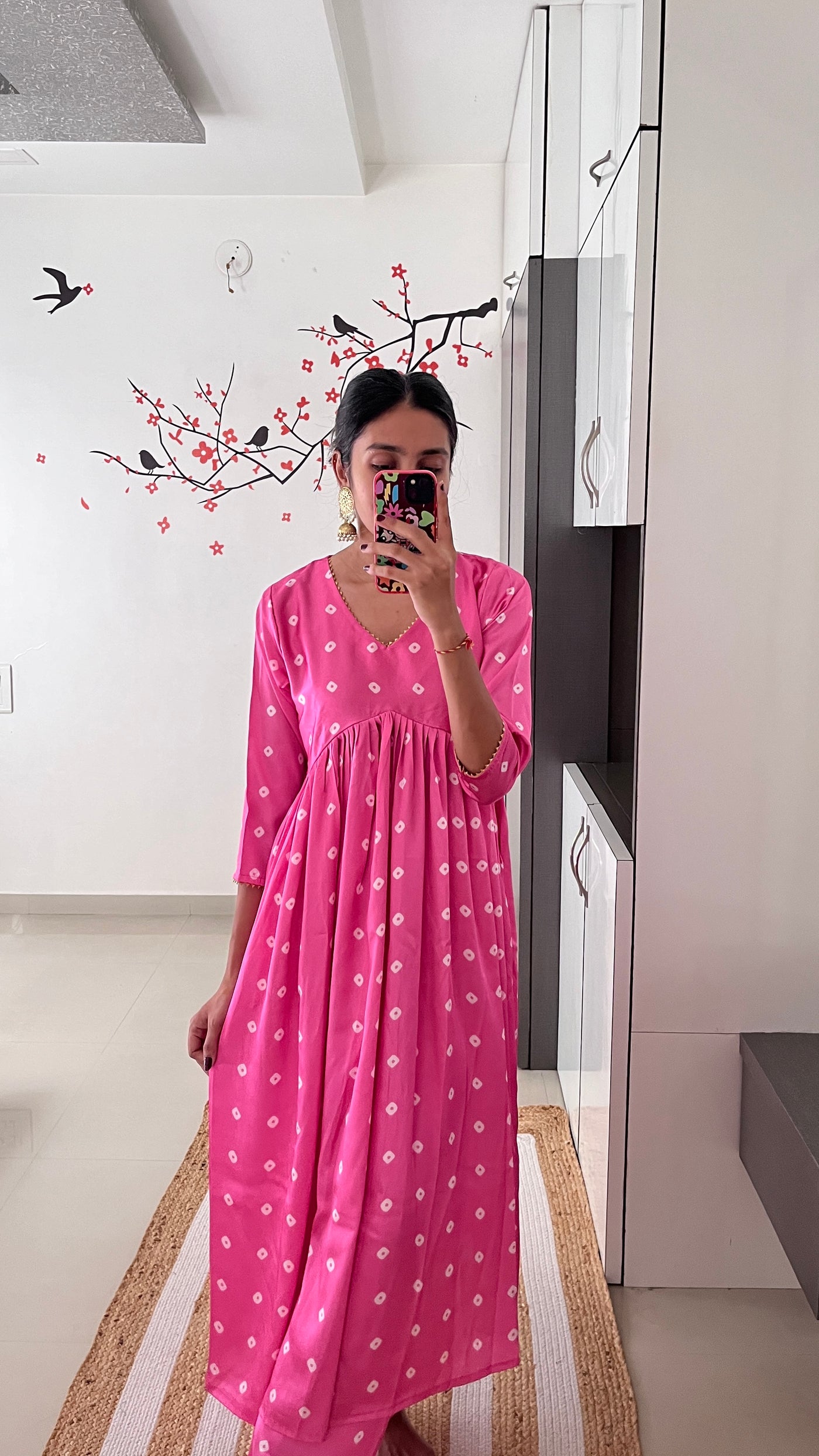 Pink Bandhej Nyra set