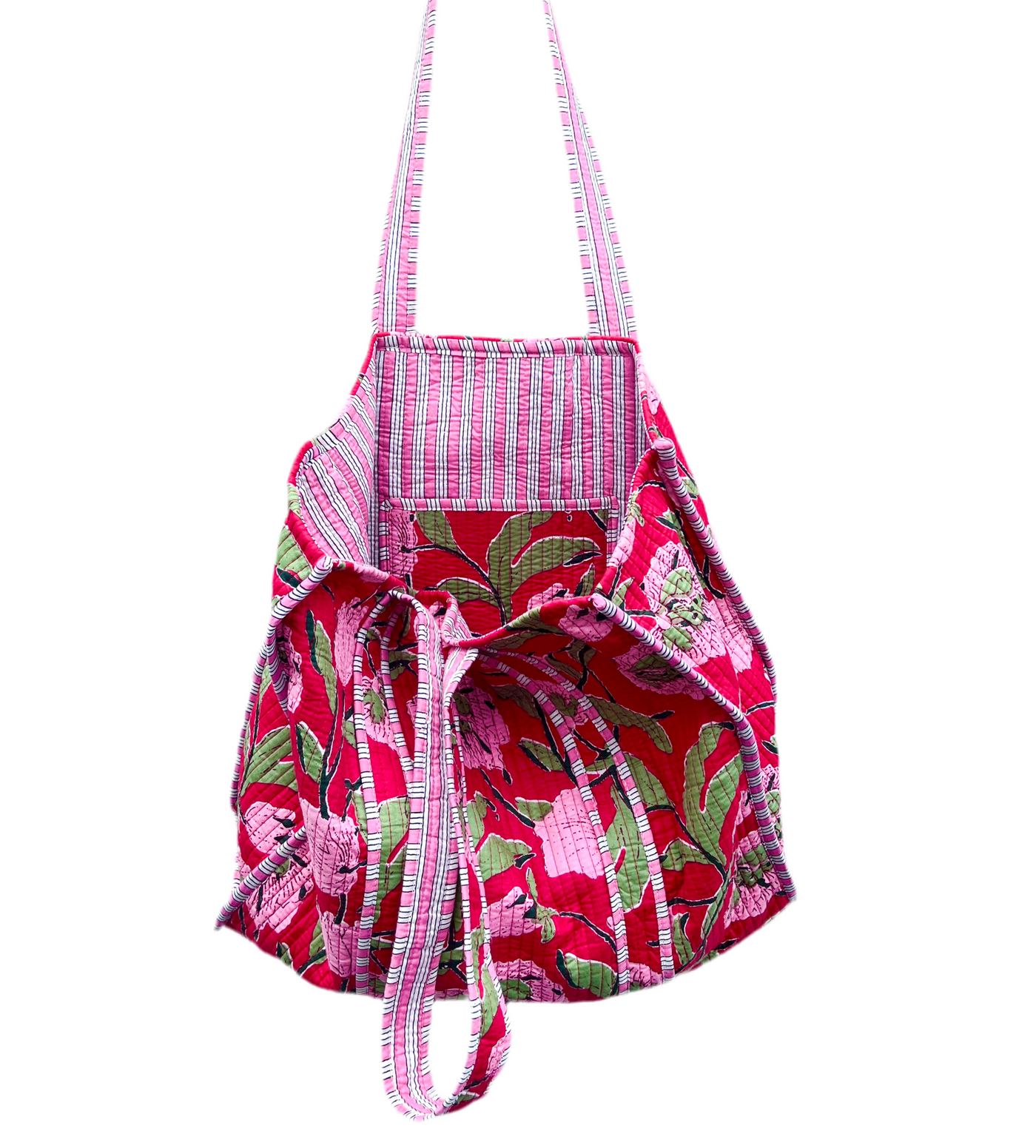 Red floral tote bag