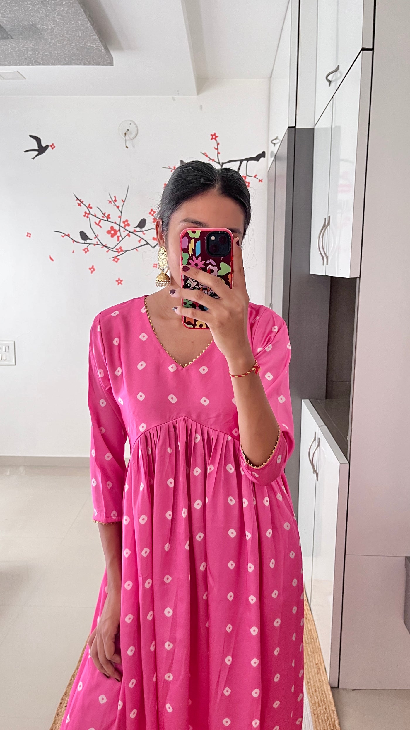 Pink Bandhej Nyra set