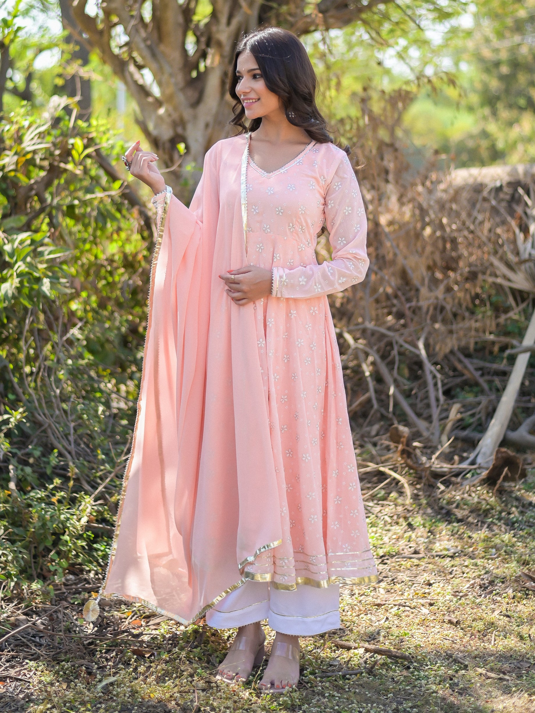 White Crepe Silk Palazzo with Lace Details
