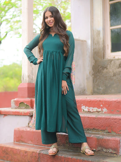 Bottle Green Nyra Cut Suit Set