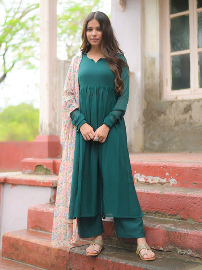 Bottle Green Nyra Cut Suit Set