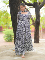 Black and White Anarkali Kurta with dupatta
