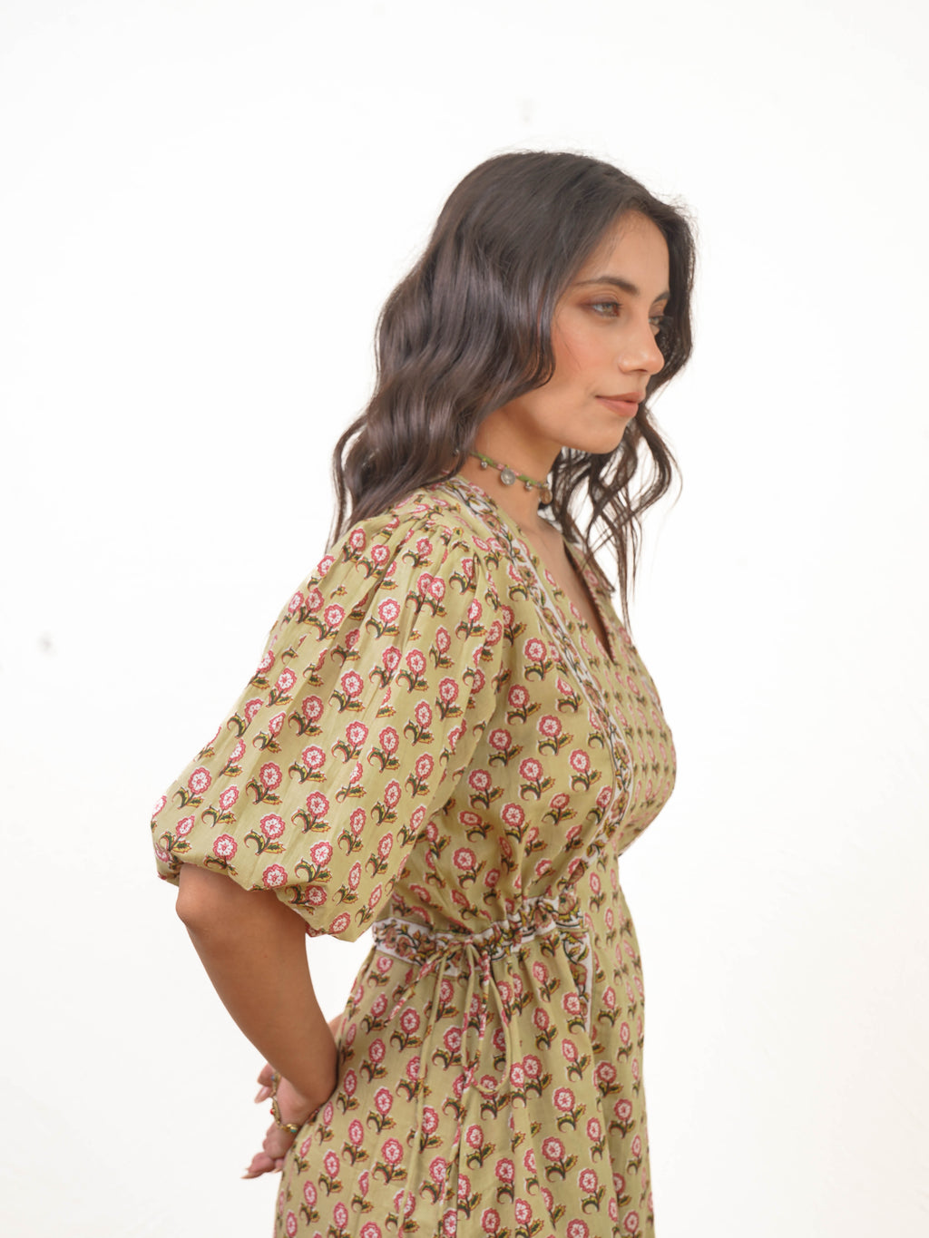 GREEN BUTI DRESS