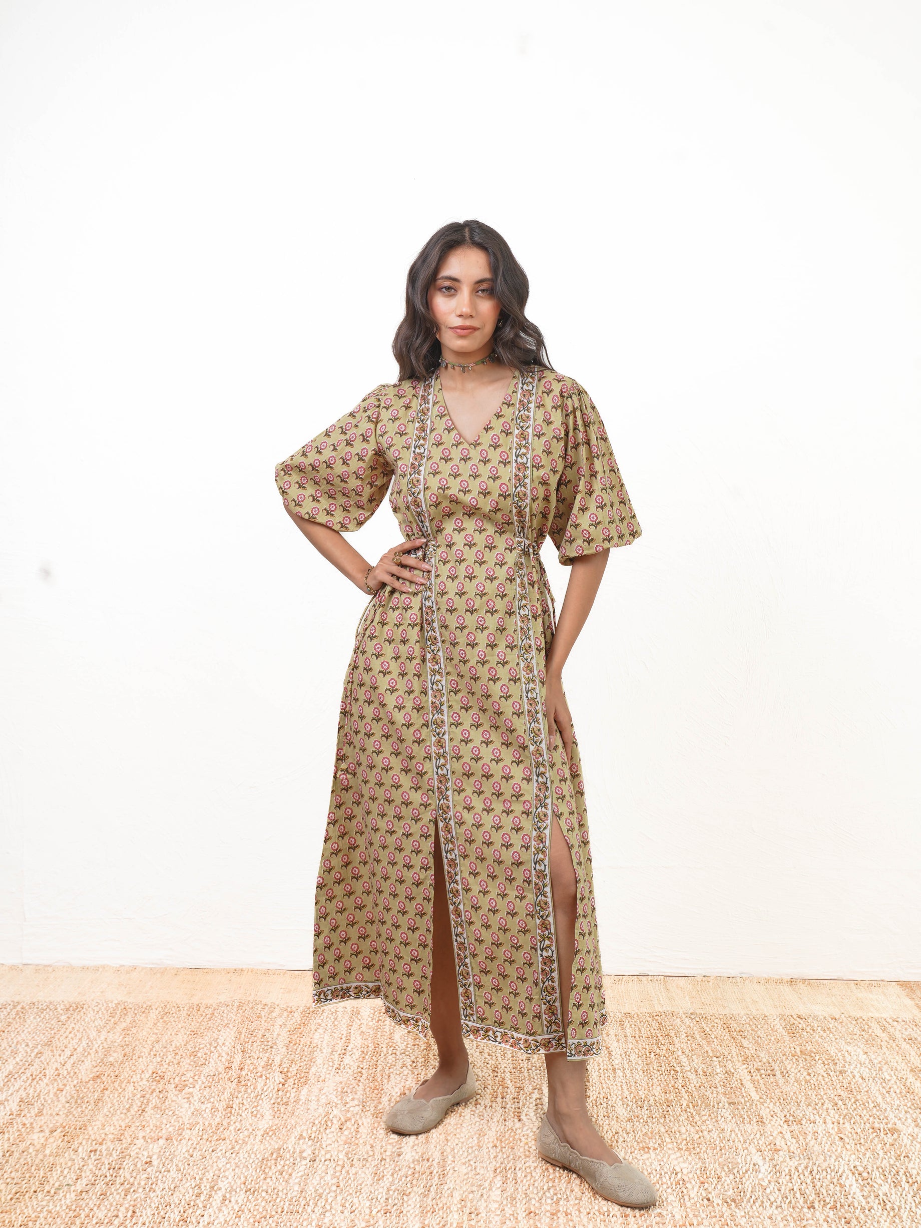 GREEN BUTI DRESS