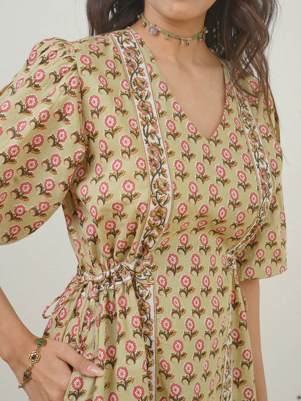 GREEN BUTI DRESS